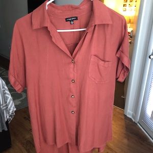 Rusty colored loose button down shirt
